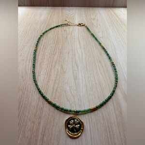 Green and Gold Beaded Necklace